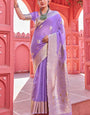 Resplendent Lavender Cotton Silk Saree With Imaginative Blouse Piece