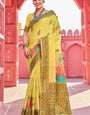 Proficient Yellow Cotton Silk Saree With Fantabulous Blouse Piece