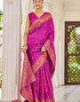 Efflorescence Purple Kanjivaram Silk Saree With Ailurophile Blouse Piece