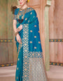 Ebullience Firozi Soft Banarasi Silk Saree With Most Adorable Blouse Piece