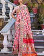 Desuetude Baby Pink Pashmina saree With Bewitching Blouse Piece