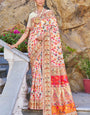 Pretty Beige Pashmina saree With Nebula Blouse Piece