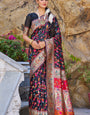 Amazing Black Pashmina saree With Mellifluous Blouse Piece