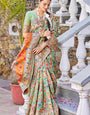 Innovative Pista Pashmina saree With Ephemeral Blouse Piece