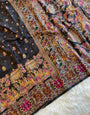 Excellent Black Nylon Dola Pashmina Saree With Sensational Blouse Piece