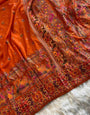 Preferable Orange Nylon Dola Pashmina Saree With Splendorous Blouse Piece