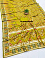 Resplendent Mehndi Nylon Dola Pashmina Saree With Forbearance Blouse Piece