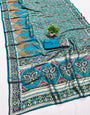 Lissome Rama Nylon Dola Pashmina Saree With Beauteous Blouse Piece