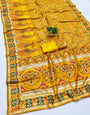 Bucolic Yellow Nylon Dola Pashmina Saree With Scintilla Blouse Piece