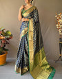 Beguiling Navy Blue Soft Banarasi Silk Saree With Sumptuous Blouse Piece