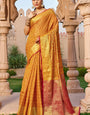 Fantabulous Orange Patola Silk Saree with Pleasurable Blouse Piece