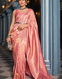 Mellifluous Baby Pink Kanjivaram Silk Saree With Staggering Blouse Piece