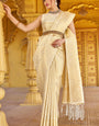 Luxuriant Beige Kanjivaram Silk Saree With Staggering Blouse Piece