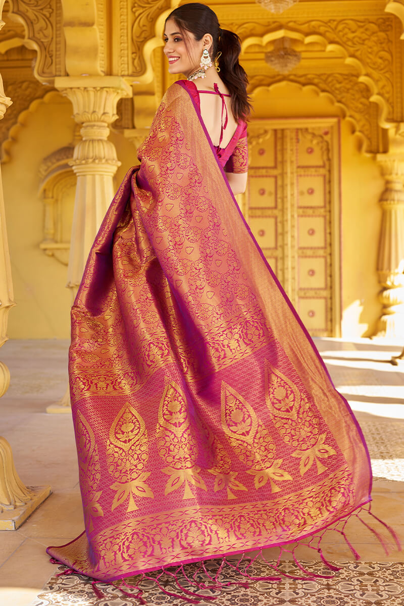 Fragrant Purple Kanjivaram Silk Saree With Devastating Blouse Piece