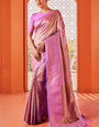 Amiable Pink Kanjivaram Silk Saree With Surreptitious Blouse Piece