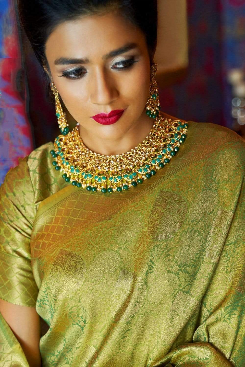 Lustrous Green Kanjivaram Silk Saree With Panache Blouse Piece