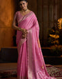 Blooming Dark Pink Cotton Silk Saree With Fragrant Blouse Piece
