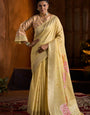 Verdant Yellow Cotton Silk Saree With Dazzling Blouse Piece