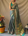 Classic Navy Blue Patola Silk Saree with Desuetude Blouse Piece