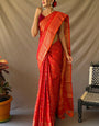 Imaginative Red Patola Silk Saree with Fancifull Blouse Piece