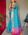 Glorious Rama Patola Silk Saree with Entrancing Blouse Piece