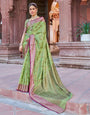 Classy Green Soft Banarasi Silk Saree With Outstanding Blouse Piece