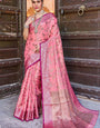 Flattering Pink Soft Banarasi Silk Saree With Dazzling Blouse Piece