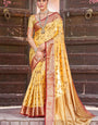 Elegant Yellow Soft Banarasi Silk Saree With Unique Blouse Piece