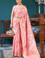Proficient Baby Pink Cotton Silk Saree With Scrumptious Blouse Piece