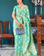 Allure Turquoise Cotton Silk Saree With Ravishing Blouse Piece