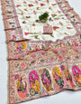 Gratifying Beige Nylon Dola Pashmina Saree With Embrocation Blouse Piece