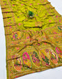 Opulent Mehndi Nylon Dola Pashmina Saree With Demesne Blouse Piece