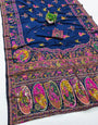 Glittering Navy Blue Nylon Dola Pashmina Saree With Improbable Blouse Piece