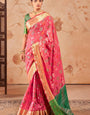 Nemesis Pink Patola Silk Saree with Glorious Blouse Piece