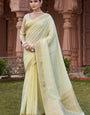 Glittering Pista Cotton Silk Saree With Improbable Blouse Piece