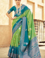 Exceptional Green Soft Banarasi Silk Saree With Traditional Blouse Piece