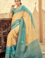 Bewitching Peach Soft Banarasi Silk Saree With Cynosure Blouse Piece