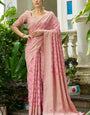 Serendipity Light Pink Lucknowi Silk Saree With Staggering Blouse Piece