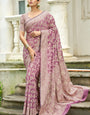 Forbearance Light Purple Lucknowi Silk Saree With Quixotic Blouse Piece