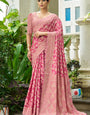 Beguiling Pink Lucknowi Silk Saree With Sumptuous Blouse Piece