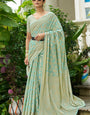 Eclat Pista Lucknowi Silk Saree With Surpassing Blouse Piece