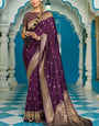 Quixotic Purple Banarasi Silk Saree With Jubilant Blouse Piece