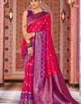 Ineffable Dark Pink Soft Banarasi Silk Saree With Engaging Blouse Piece