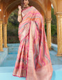 Confounding Pink Organza Silk Saree With Redolent Blouse Piece