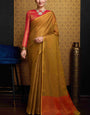 Felicitous Mustard Soft Banarasi Tissue Silk Saree With Prettiest Blouse Piece