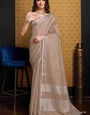 Delectable Brown Cotton Silk Saree With Exemplary Blouse Piece