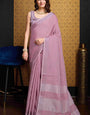 Tantalizing Lavender Cotton Silk Saree With Divine Blouse Piece