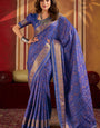 Ornate Royal Blue Patola Silk Saree with Arresting Blouse Piece