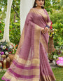 Ratatouille Lavender Soft Banarasi Tissue Silk Saree With Panoply Blouse Piece