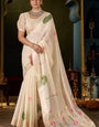 Panache Beige Cotton Silk Saree With Mesmeric Blouse Piece
